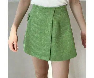 미사용 새상품 eimy 컬러 트위드 랩스커트 (GREEN)