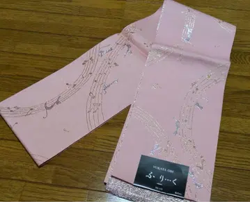 일본제 후리쿠 반폭 오비 음악 디자인 핑크