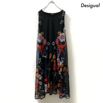 Desigual 데시구알 꽃무늬 민소매 원피스 블랙 검정