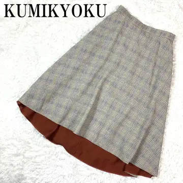KUMIKYOKU 쿠미교쿠 플레어 스커트 그레이 체크 2 B7321