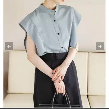 Noble 노블 스퀘어 슬리브 프론트 오픈 블라우스 2 블루