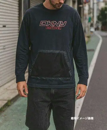 DKNY ACTIVE 나일론 포켓 로고 롱T 90s