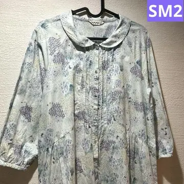 사만사 모스모스 토끼 초원 꽃무늬 면 린넨 셔츠 원피스