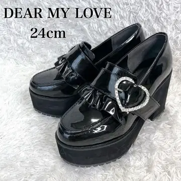 DEAR MY LOVE 하트 프릴 에나멜 로퍼 통굽 24cm