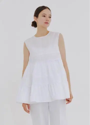 yori 랜덤 티어드 타프타 블라우스 화이트 36