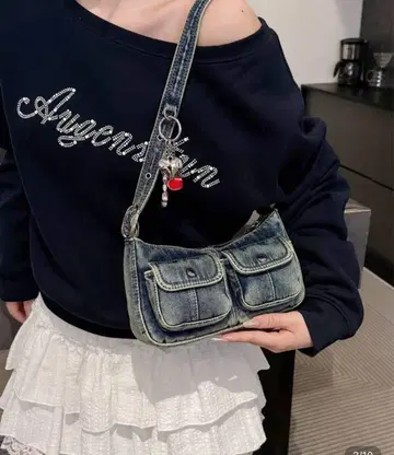 데님 포켓 숄더백