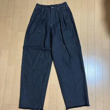 턱 와이드 배기 데님 팬츠