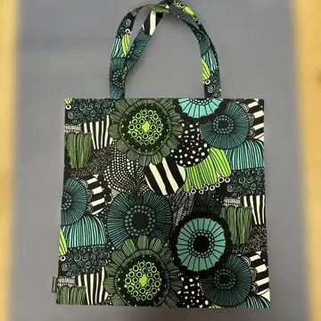 미사용 새상품 marimekko 플라워 패턴 에코백 그린