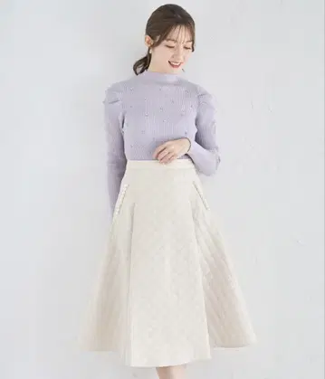 클리어 비쥬 파워 숄더 리브 니트 풀오버 퍼플 보라색