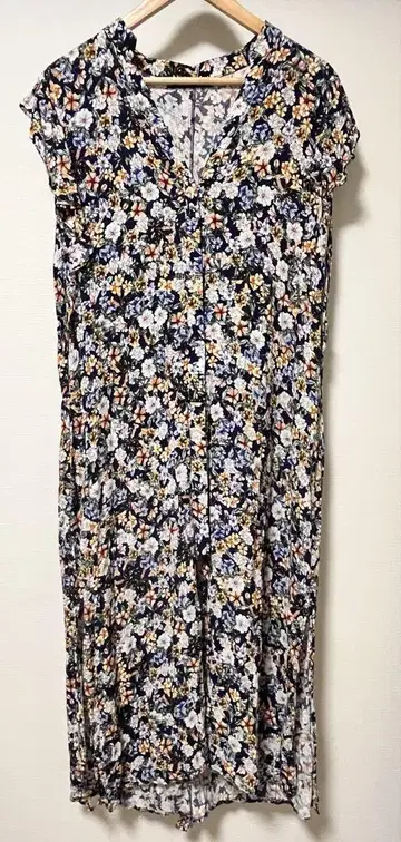 [새상품급] ZARA 셔츠 원피스 L 꽃무늬 프렌치 슬리브 벨트 롱