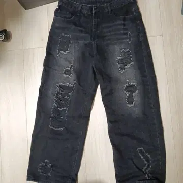 블랙 데님 데미지 진 Y2K 스트릿 구제 의류