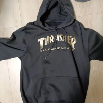 THRASHER 후드 부착 후드티 블랙 스트릿