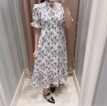 evelyn 오리지널 꽃무늬 프릴 롱 원피스