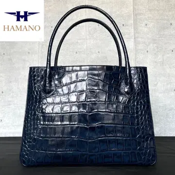[미사용급] HAMANO 악어 엠보싱 듀브레 네이비 A4 토트백