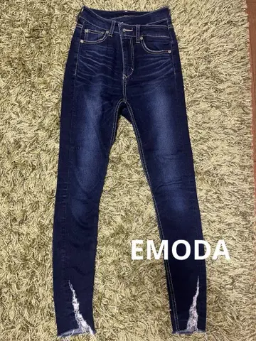 EMODA 데미지 스키니 새상품급 당일 발송 하이웨스트 더블 버튼