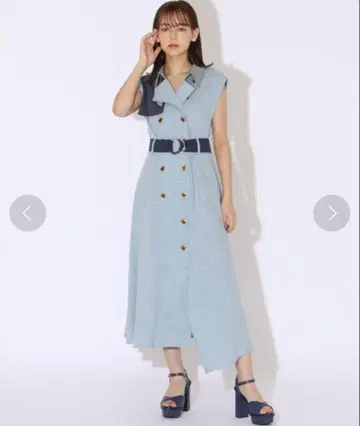 REDYAZEL 컬러 블록 슬리브리스 트렌치 원피스