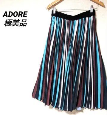 어도어 플리츠 스커트 스트라이프 ADORE 롱 스커트 멀티 컬러