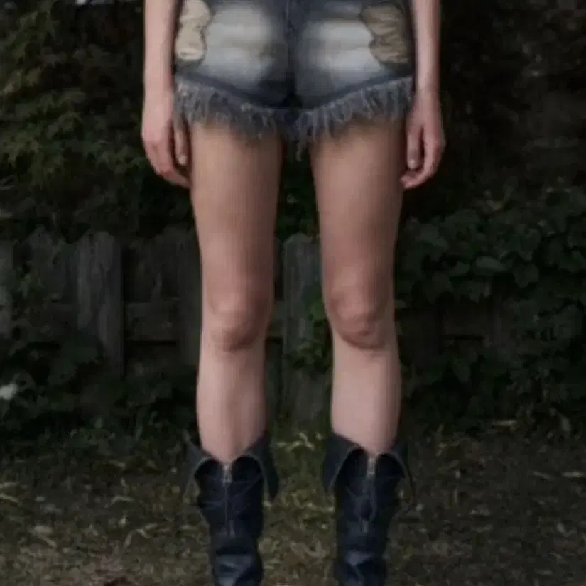 パンツ BOHEMSEO DESTROYED GRAY DENIM SHORTS BOHEMIAN SEOUL】BOHEMSEO DESTROYED GRAY DENIM SHORTS