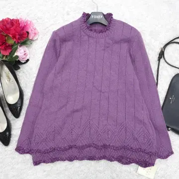 G7279 Vintage 모헤어 니트 스웨터 보라색 퍼플 L