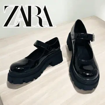 컨디션 최상 ZARA 메리 제인 통굽 로퍼 트랙 솔 스트랩