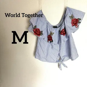 새상품급 Together 오프숄더 셔츠 [ M ] 장미 자수