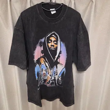 2PAC 빈티지 흑먹색 다크 그레이 그래픽 티셔츠
