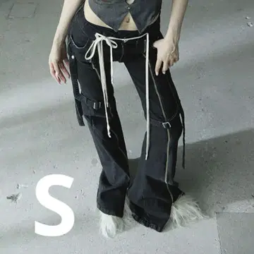 THEREDTHREAD S droop denim pants BLACK S