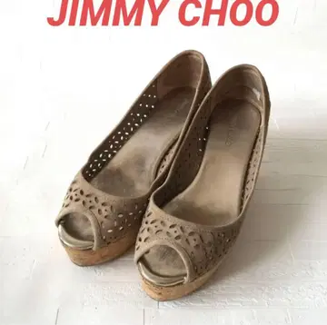 JIMMY CHOO 베이지 오픈토 웨지힐