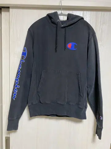 Champion 블랙 후드티 리버스 위브