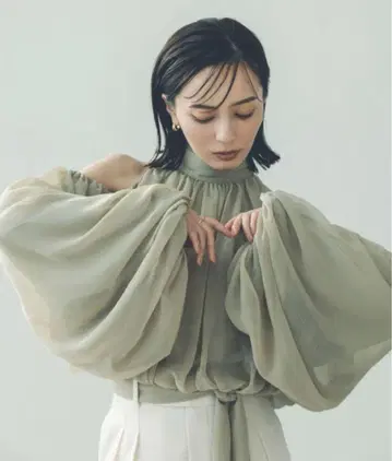 anuans 쉬폰 볼륨 슬리브 상의