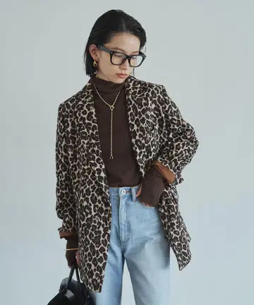 Loungedress 레오파드 자켓 레오파드 무늬 브라운