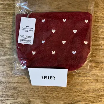 FEILER 라브라리 하트 무늬 보트형 파우치 빨간색 M