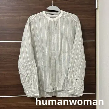 휴먼 우먼 코튼 면 100% 셔츠 스트라이프 M