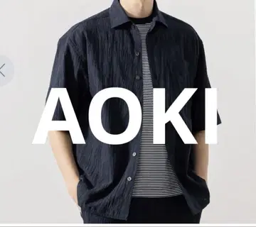 AOKI 파자마 수트 에어쿨 양류 반팔 셔츠 네이비 M