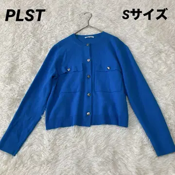 PLST 메탈 버튼 크루넥 가디건 블루 S 사이즈