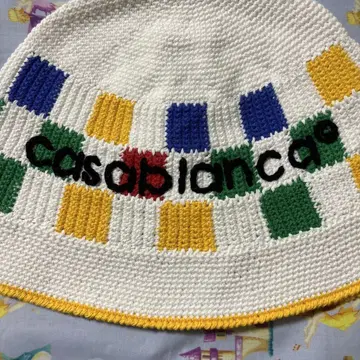 새상품 Casablanca 카사블랑카 크로셰 니트 모자 코튼 100