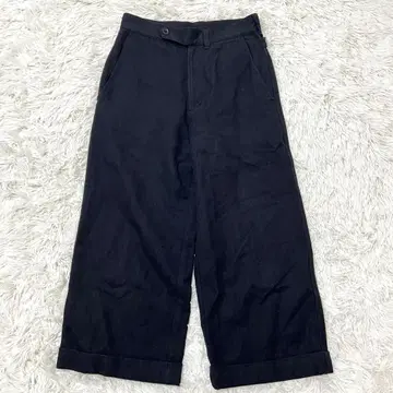 MHL. 와이드 팬츠 울 코튼 밑단 더블 블랙 1