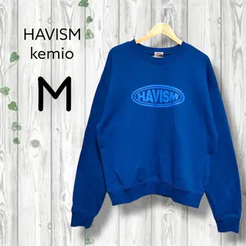 kemio HAVISM 콜라보 트레이닝복 크루넥 프린트 로고 파랑