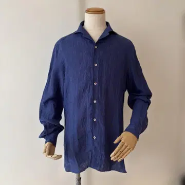 루이지 보렐리 / 린넨 셔츠 / 원피스 칼라 / 인디고 / XL