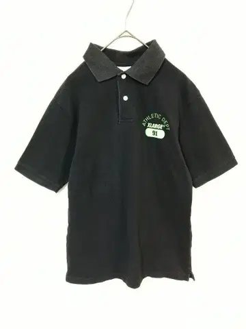 XLARGE 피케 셔츠 남성용 S 블랙 컬러 가슴 프린트