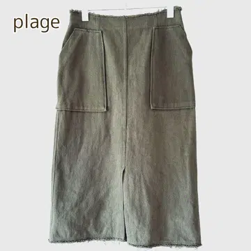 플라주 plage 타이트 스커트 I라인 스커트 롱 미디 카키