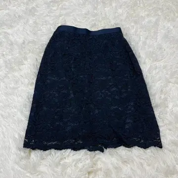 JUSGLITTY 네이비 레이스 스커트 안감 부착, 깔끔 럭셔리