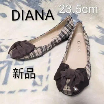 새상품 다이애나 DIANA 체크 무늬 플랫슈즈 펌프스 23.5cm