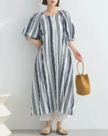LUPILIEN 시어서커 스트라이프 2way 원피스 랜덤 스트라이프