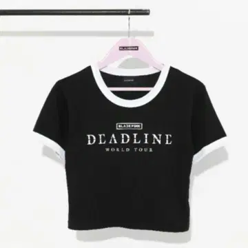 새상품 BLACKPINK 티셔츠 DEADLINE 숏 기장 티셔츠 블랙 M