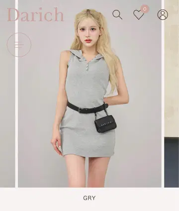 헨리넥 후드 미니 원피스 그레이 미사용 새상품 다리치