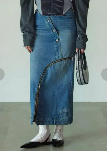 [ 플랭크 프로젝트 ] Curved Denim Skirt 36