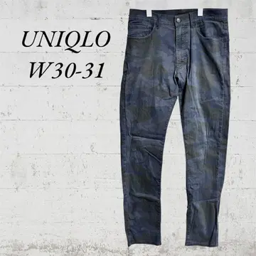 [ UNIQLO ] [ W30-31 ] 코튼 팬츠 카모 패턴 블랙 멋쟁이