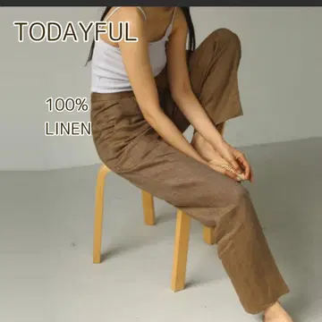 투데이풀 TODAYFUL 헤링본 린넨 트라우저 팬츠 린넨 36