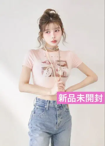 택 포함 새상품 Darich 다리치 레이디 포토 컴팩트 T셔츠 핑크